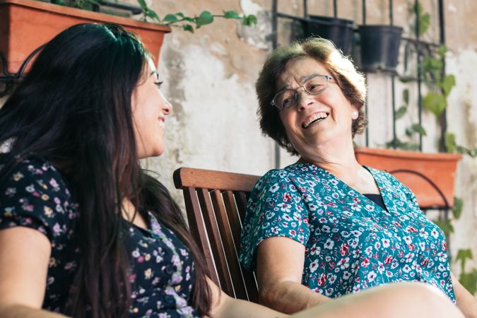 Grandmother and granddaughter enjoying together
