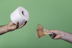 Toilet paper buy and sell concept