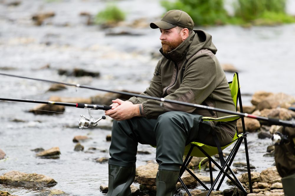 Fisherman relaxing by the river