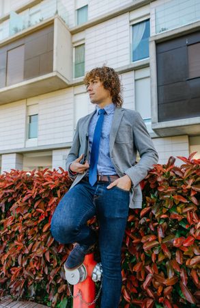 Businessman posing in the street