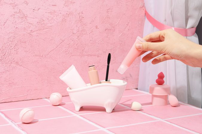 Concept of cosmetic and beauty care accessories