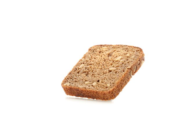 Rye bread piece isolated on blank background. Bakery products
