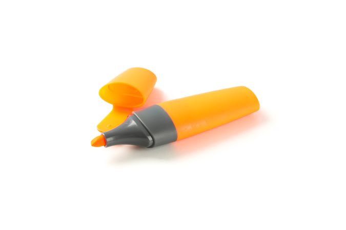 Color office highlighter isolated on plain background