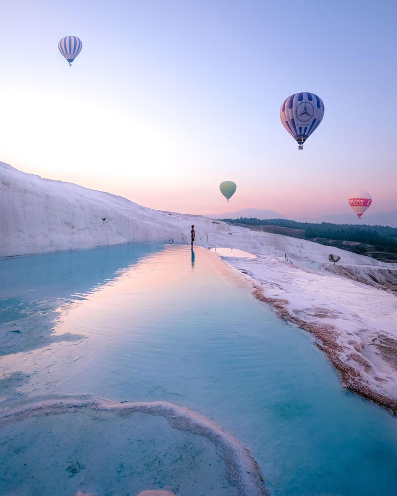 Travertines of Pamukkale of Denizli, Turkey