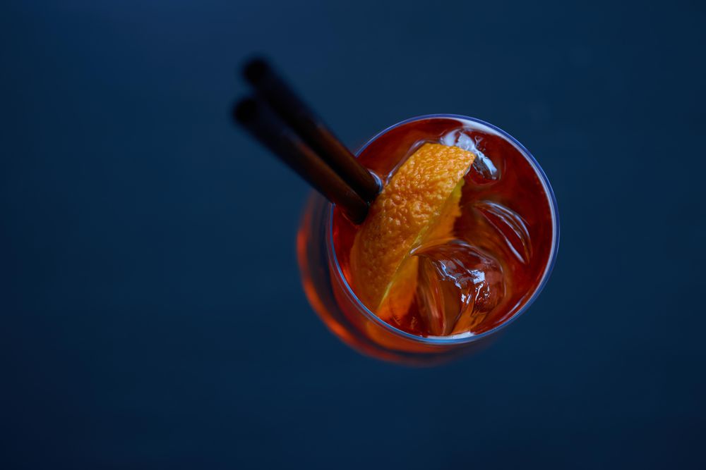 Top view of aperol spritz