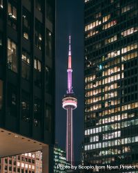 Canadian National Tower in Toronto, Canada by night 4AX3R5