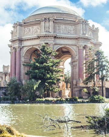Wonderful building near water and blue sky