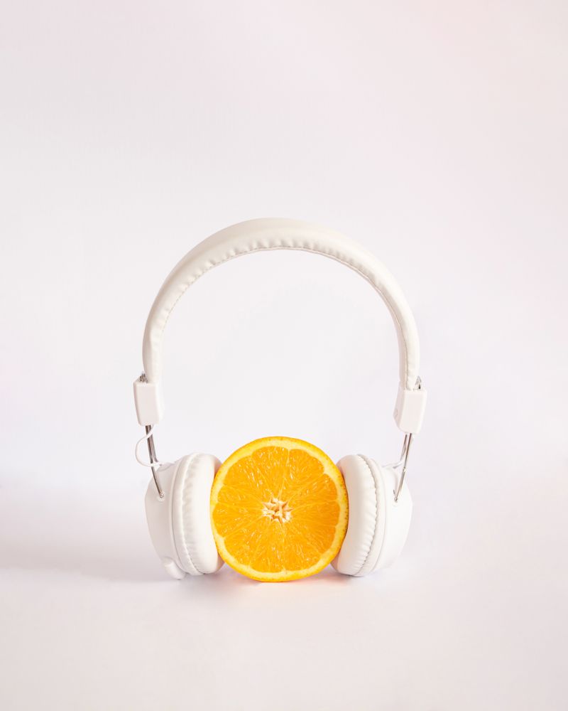 Orange with headphones