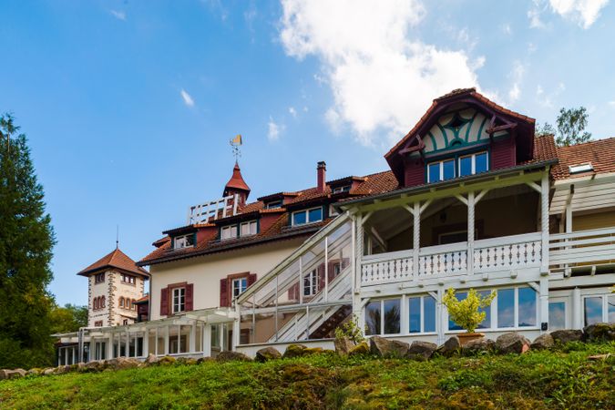 Old hotel in the Vosges mountains. Empty hotel.