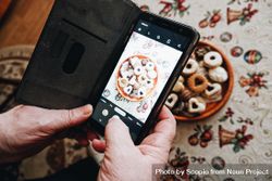 Person taking picture of cookies with smartphone 5nMvm0
