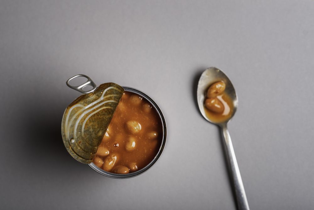 Open tin can of chili beans