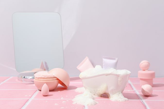 Concept of cosmetic and beauty care accessories
