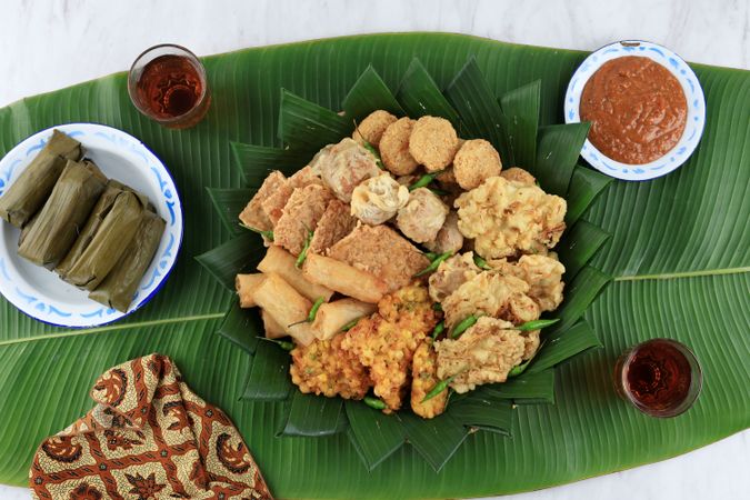 Top View Various Gorengan for Takjil Breaking the Fast