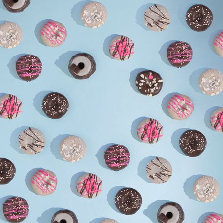 Donuts or cookies on blue background