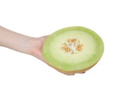A slice of fresh melon, isolated on plain background