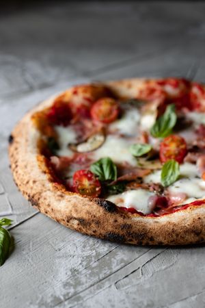 Close up of tasty summer pizza