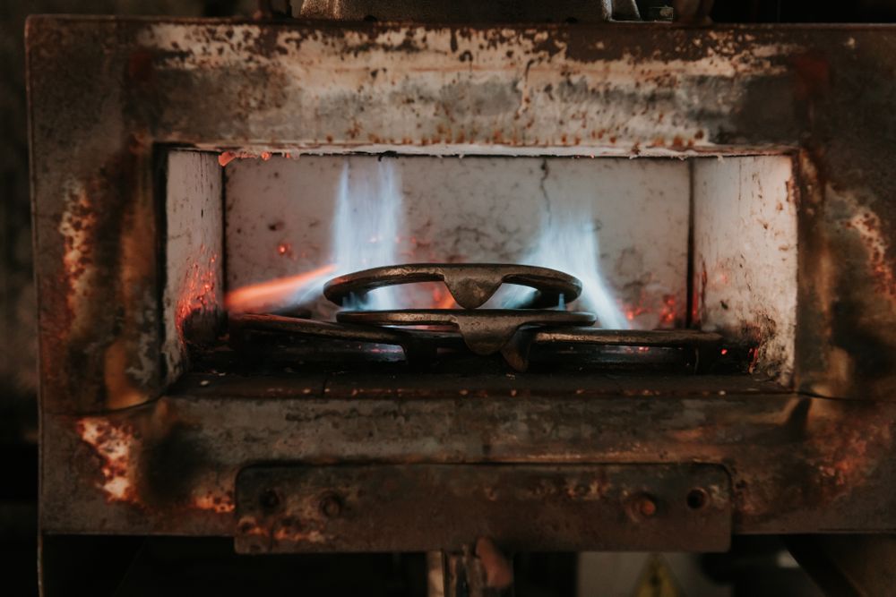 Horseshoes smelting in furnace