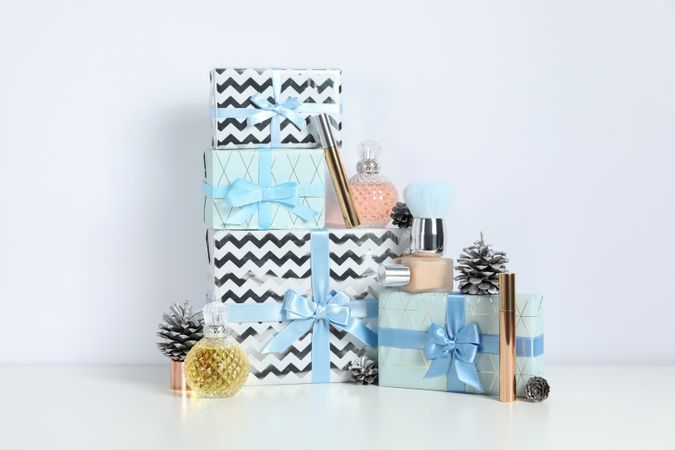 Concept of different cosmetics, different winter cosmetics