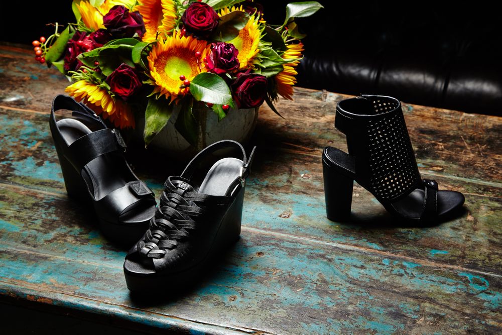 Womens shoes displayed on a table