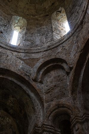 Ruins of Kvetera fortress city in the Georgian Caucasus mountains