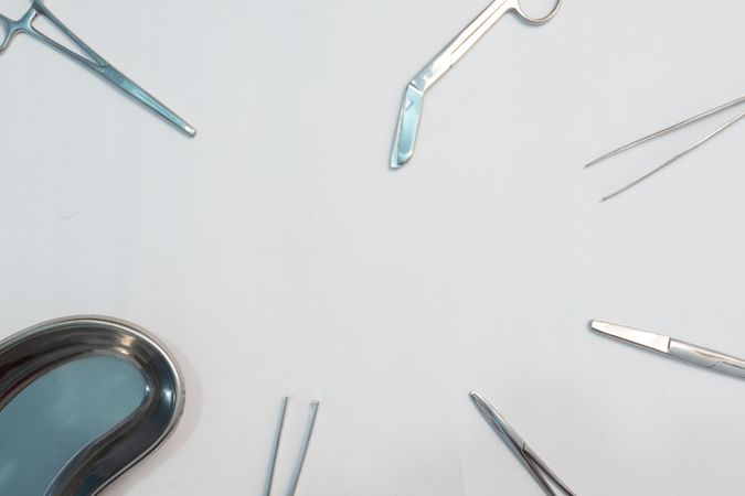 Set of Surgery Instrument over plain background