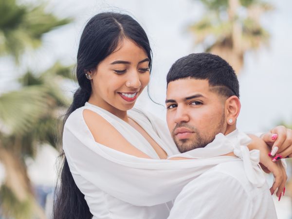 Man and woman embracing with love