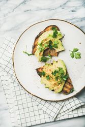 Healthy vegan or vegetarian brunch dish, top view