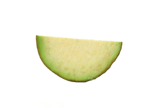 Ripe fresh avocado slice isolated on plain background