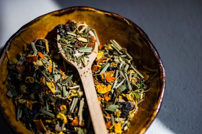 Loose leaf herbal tea as a healthy drink concept