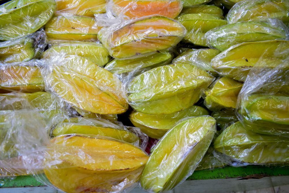 Star fruits for sale in store