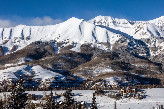 Snow-covered mountains in Telluride, Colorado