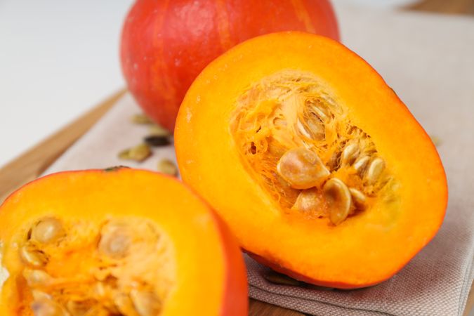 Concept of Autumn vibe food, Pumpkin, Pumpkin seeds