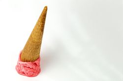Dropped melting ice cream cone