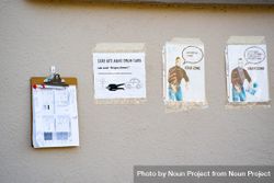 Signs taped to wall at public COVID-19 testing site for cold zone and warm zone 5pgwy0