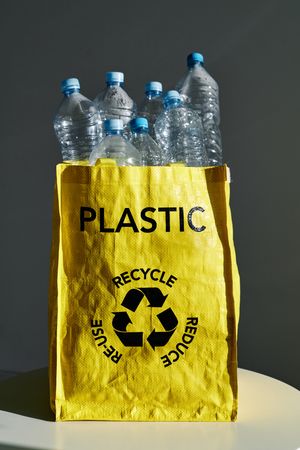 Bag with plastic bottles for recycling