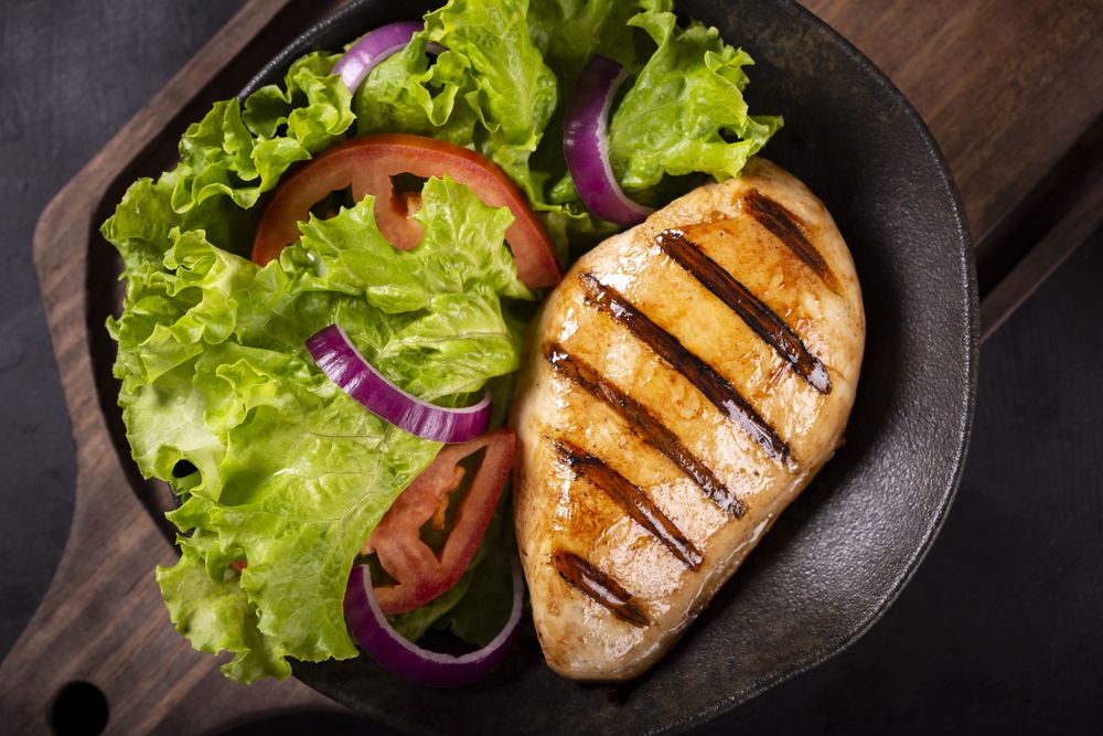 Tasty grilled chicken with salad.