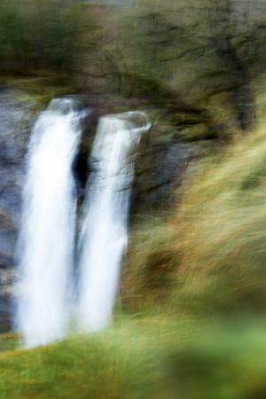 Autumn tree and waterfall
