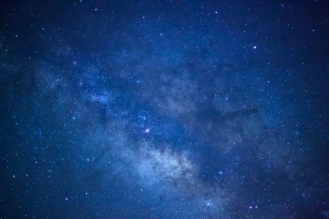 The center of Milky Way Galaxy, Long exposure photograph, with grain