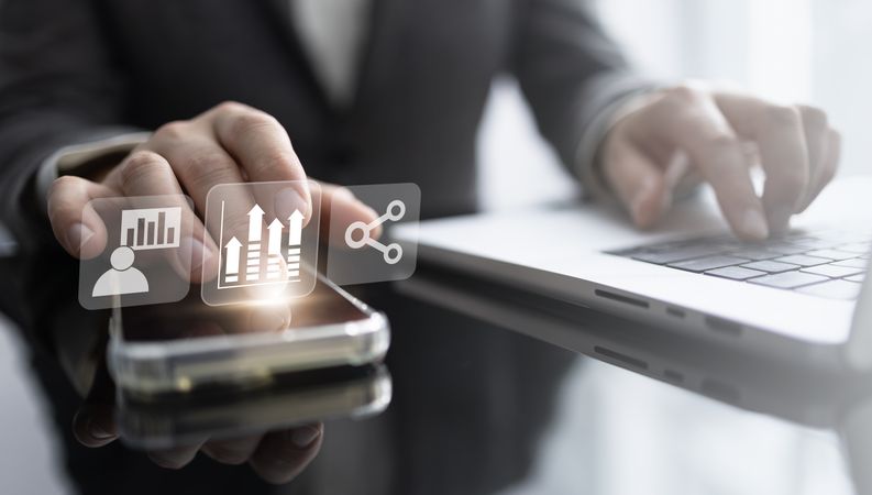 Business Communication Using Mobile and Laptop