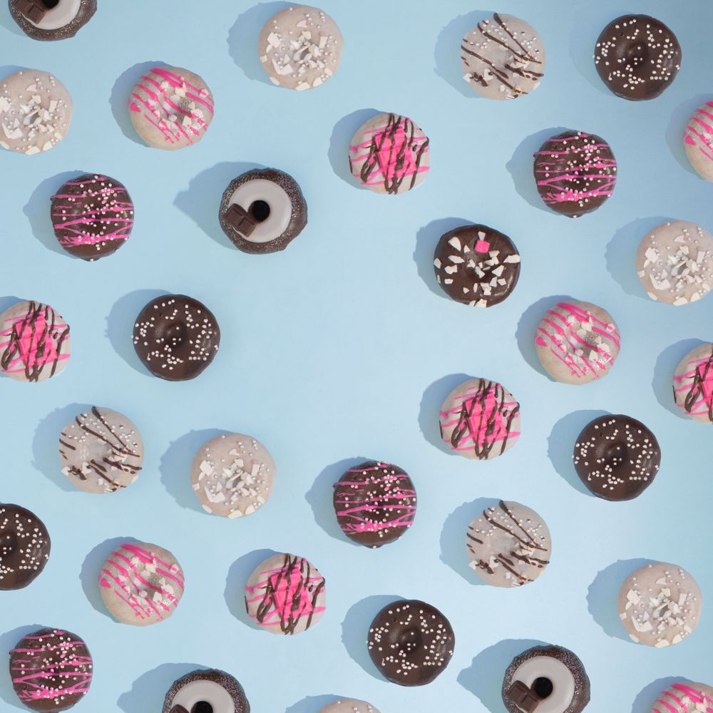 Donuts or cookies on blue background