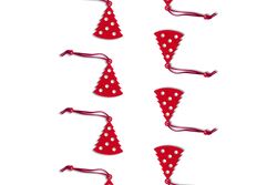 Red holiday decorations on light background