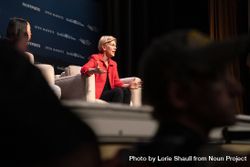 Storm Lake, Iowa, USA - March 30, 2019: Senator Elizabeth Warren speaking at the Heartland Forum 0VNyr0