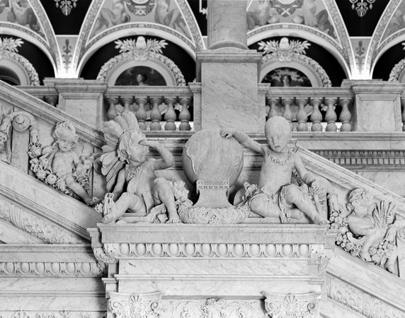 Stairway art in the Great Hall of the Library of Congress, Washington, D.C.