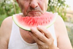 Older Man Eating a Healthy Delicious Snack.