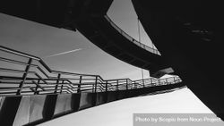 Grayscale photo of spiral staircase and bridge under clear sky in St. Petersburg City in Russia 5qBpw4