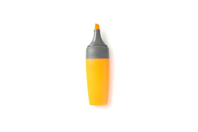 Color office highlighter isolated on plain background