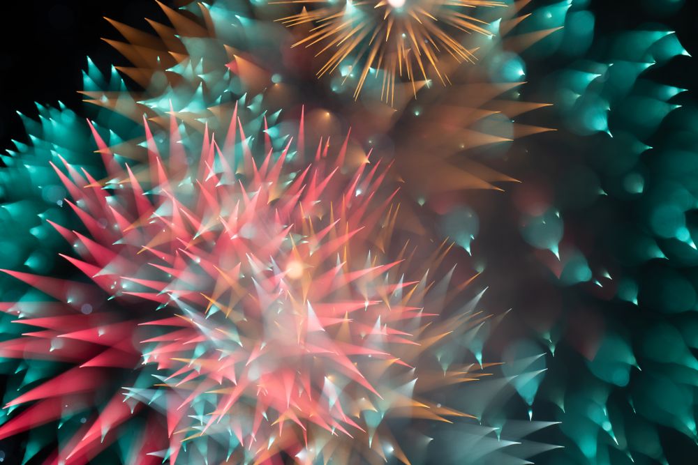 Bright fireworks on night sky