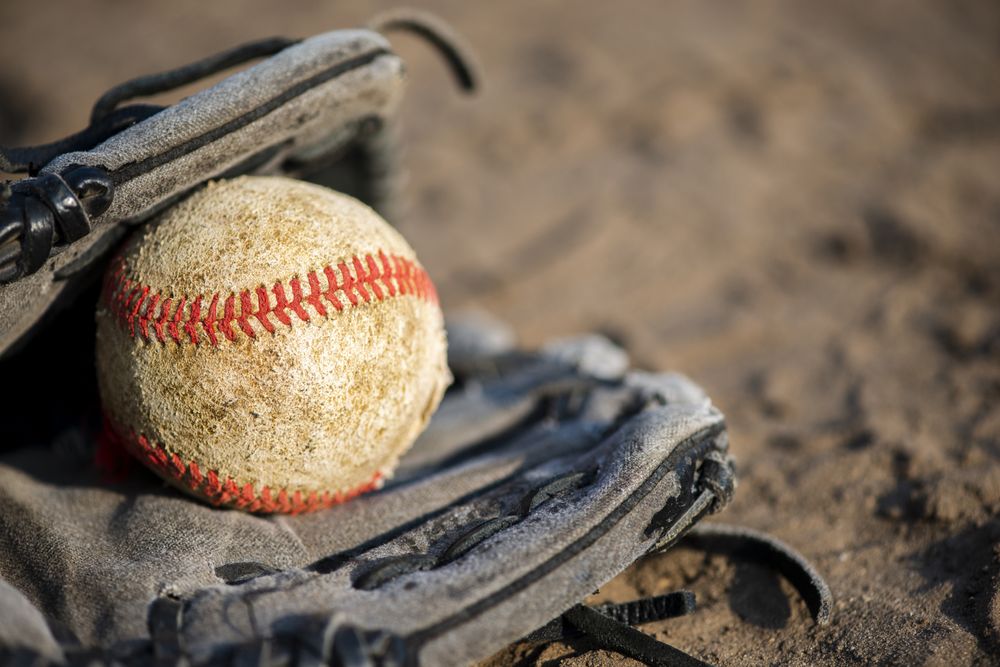 Baseball glove with copy space