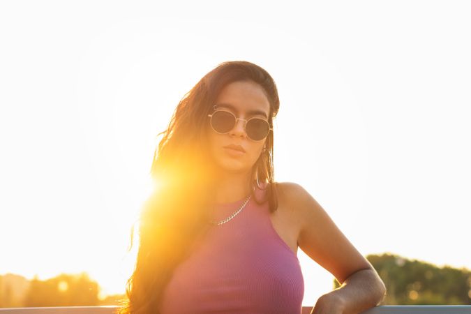 Close up of a young stylish hispanic woman