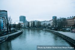 River in Vienna, Austria on overcast day bG8Ma0